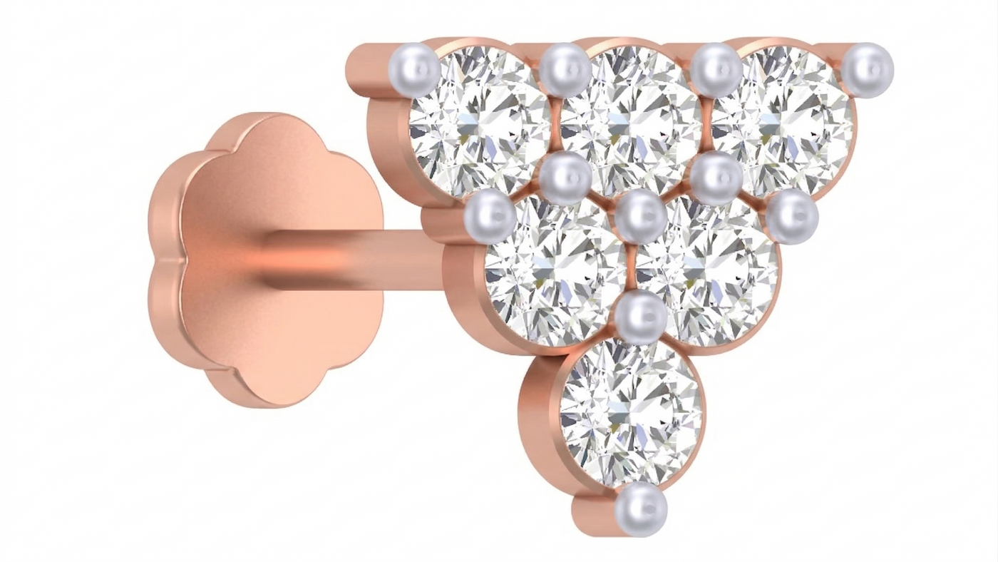 Gold & Diamond Stud Nose Pin KRC80203