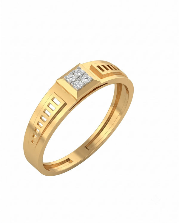 Gold & Diamond Cluster Ring For Men | KRC20071 | Kesav Diamond