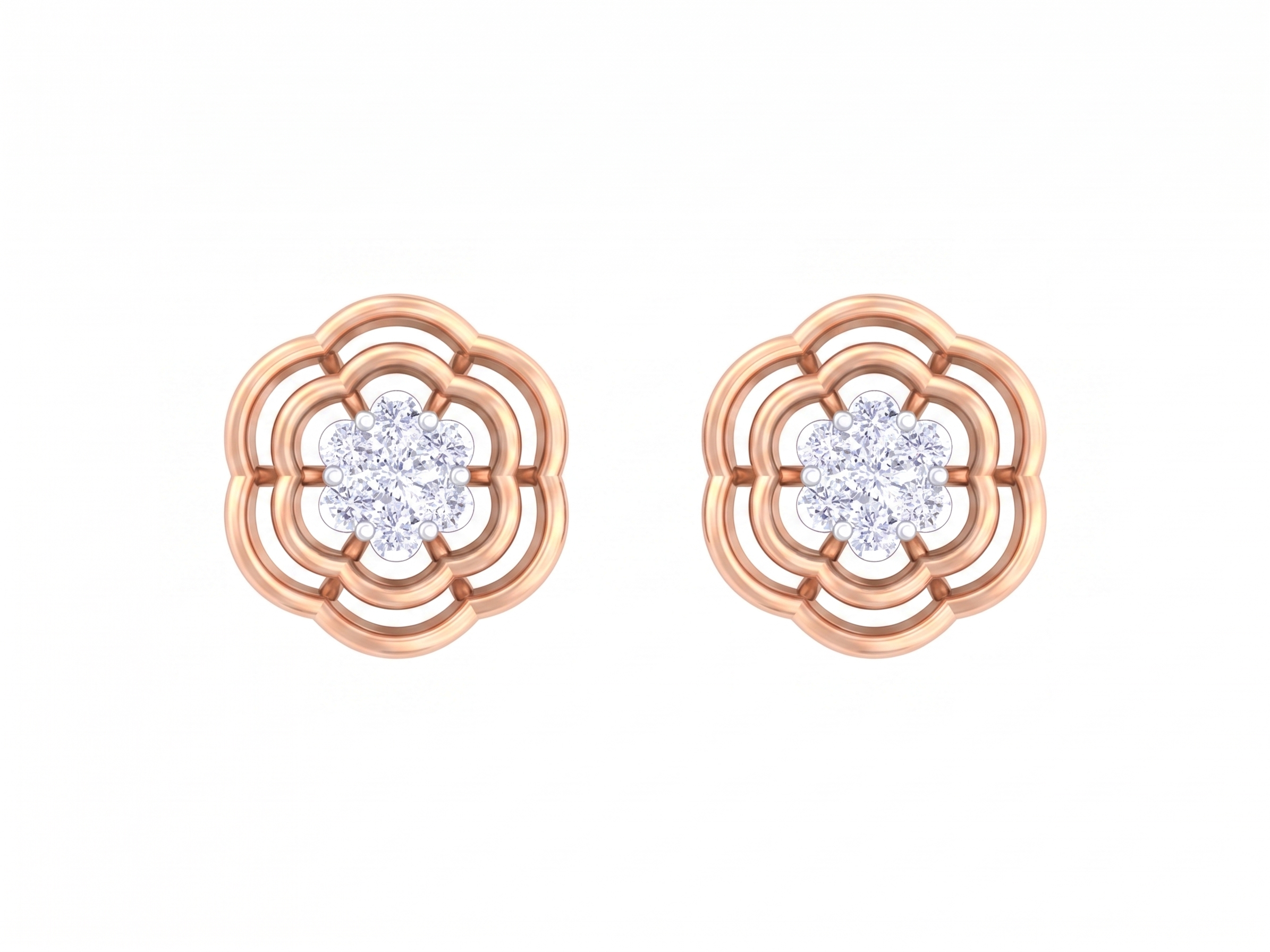 Floral Rose Gold Diamond Earring | under 30k 