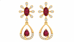 14K Gold & Diamond Women Gemstone Earring KRI44002ER-A