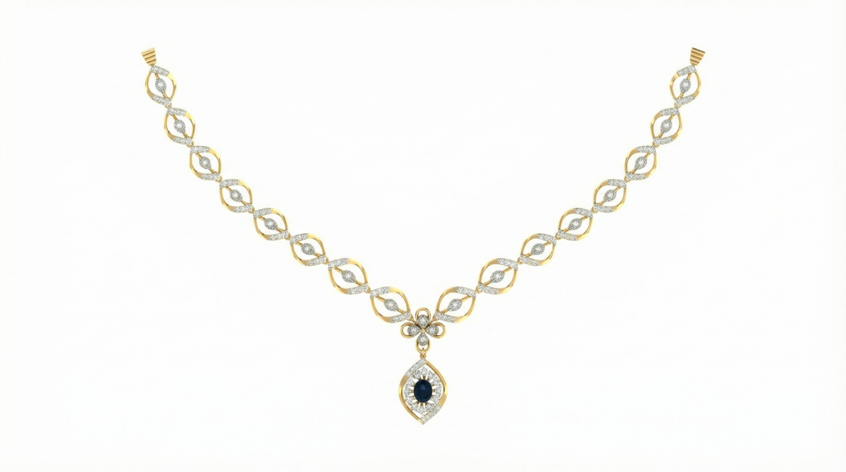 14K Gold & Diamond Gemstone Necklace Set KRB44082NG-A