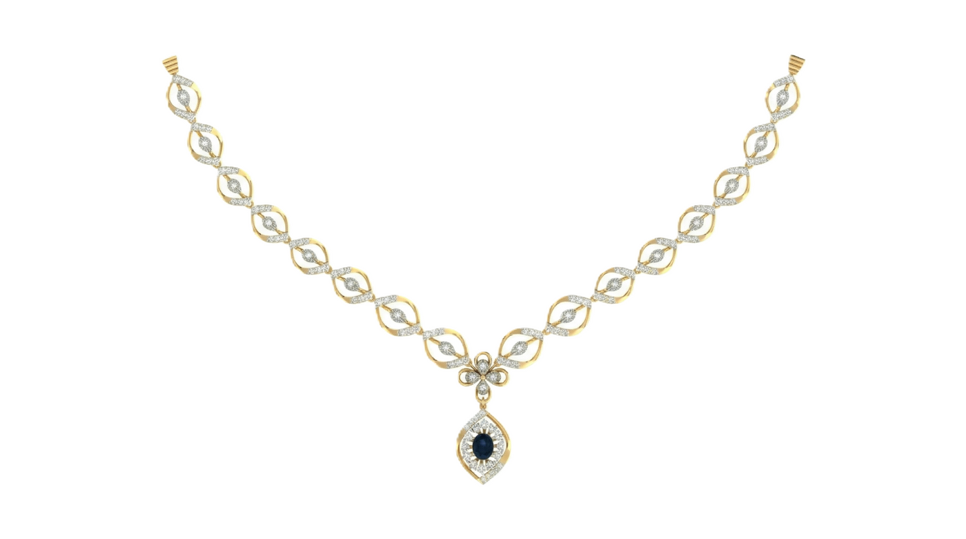 Gold & Diamond Gemstone Necklace Set KRC60090