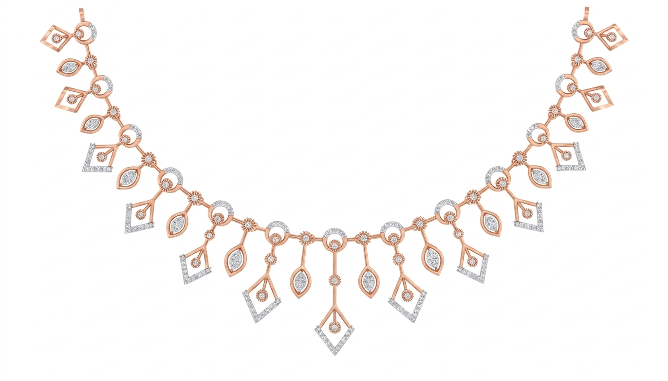 Gold & Diamond Choker Necklace Set KRC60153