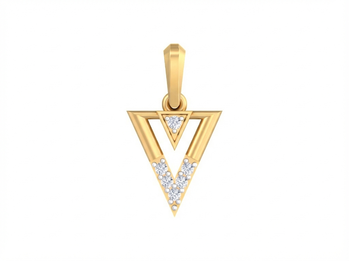 Minimalist Triangle Gold & Diamond Pendant KRB40225