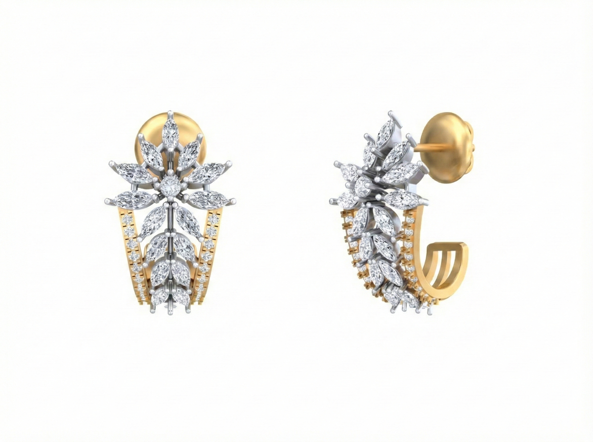 18K Gold & Diamond Women Engagement Earring KFK30012