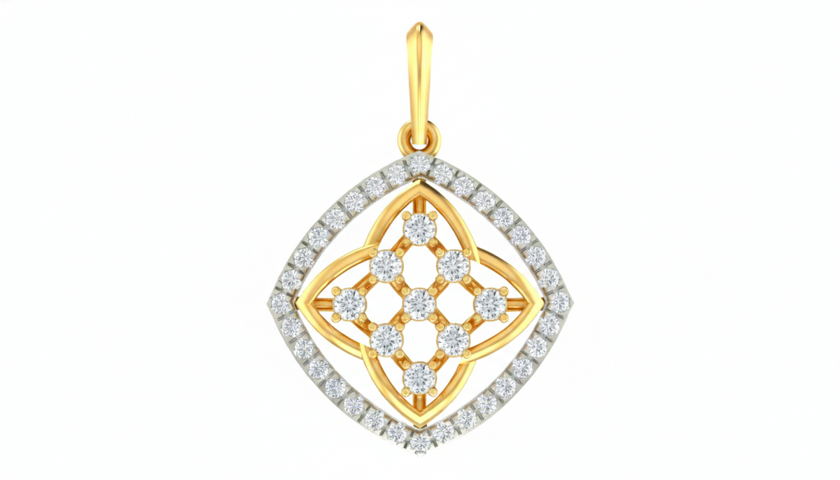 18K Gold & Diamond Floral Pendant Set KRA40018P