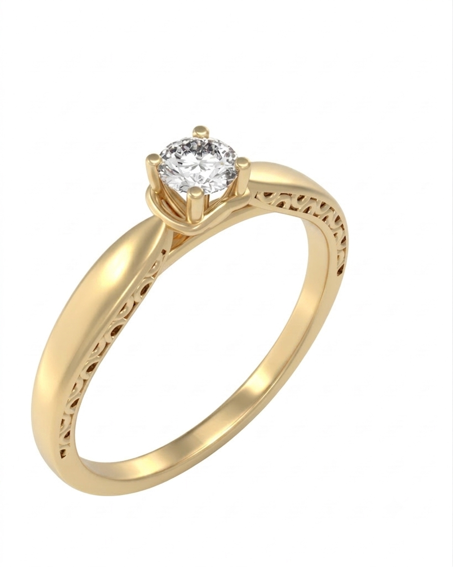 Gold & Diamond Solitaire Ring For Women KRC10834