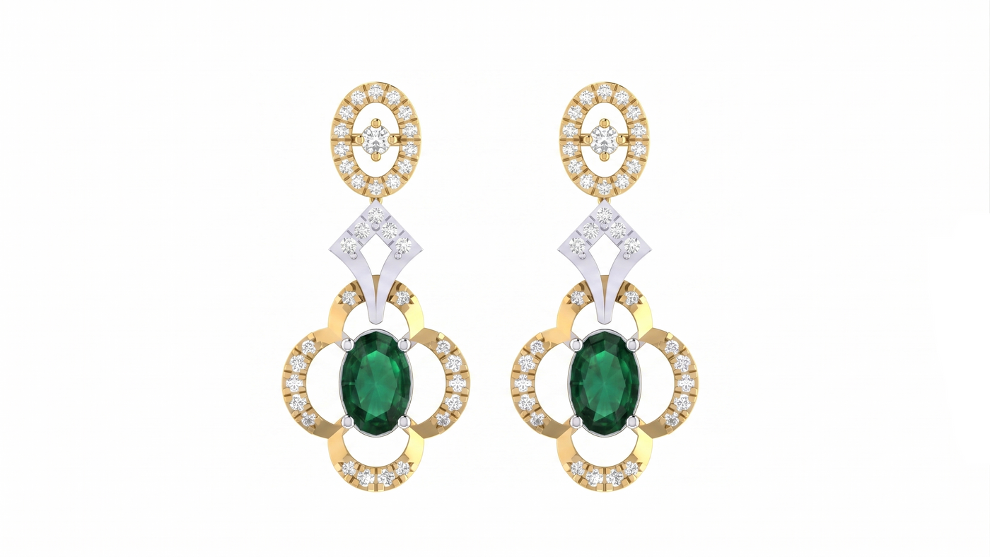 Gold & Diamond Women Gemstone Earring KRC60130E