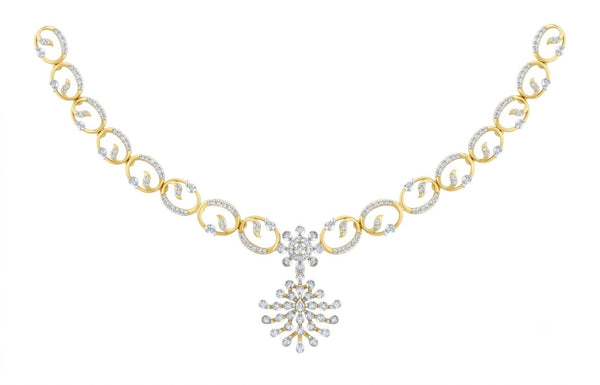 14K गोल्ड और डायमंड डेलीवियर नेकलेस सेट KRB44076N