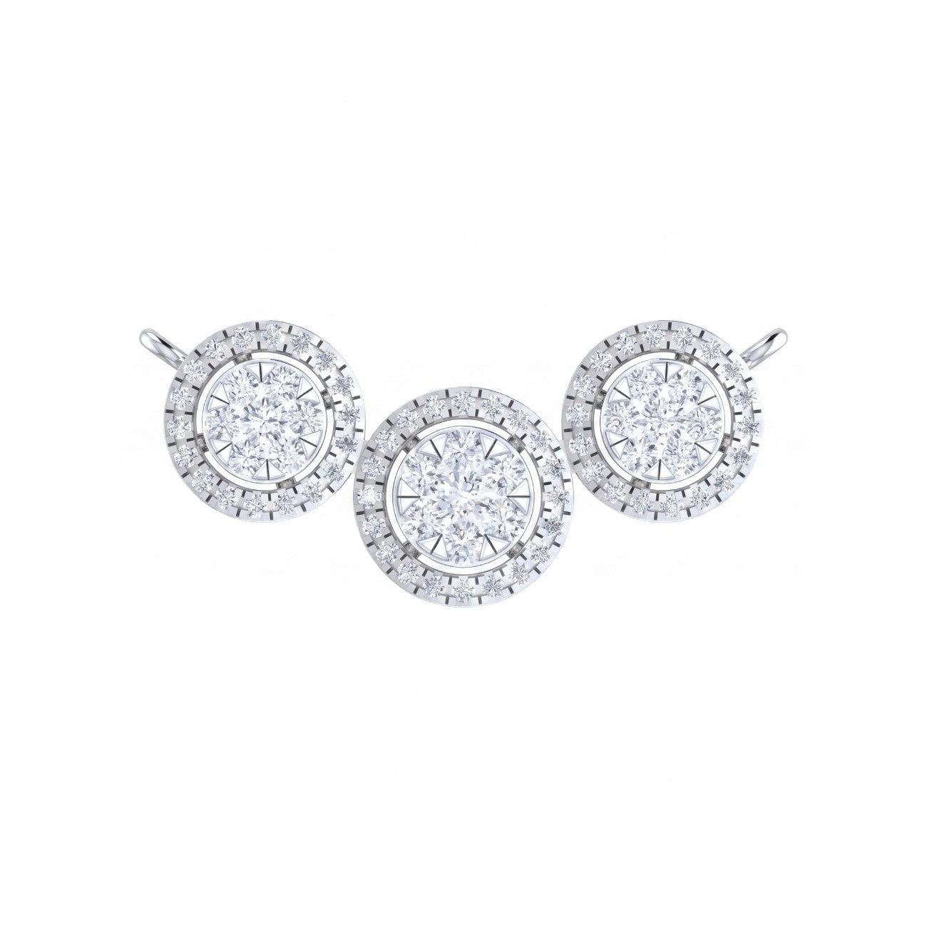 White gold & diamond halo mangalsutra on white background