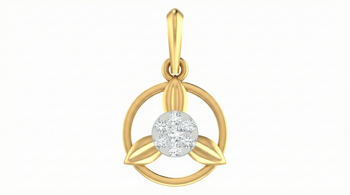 18K Gold & Diamond Floral Pendant Set KRA40143P