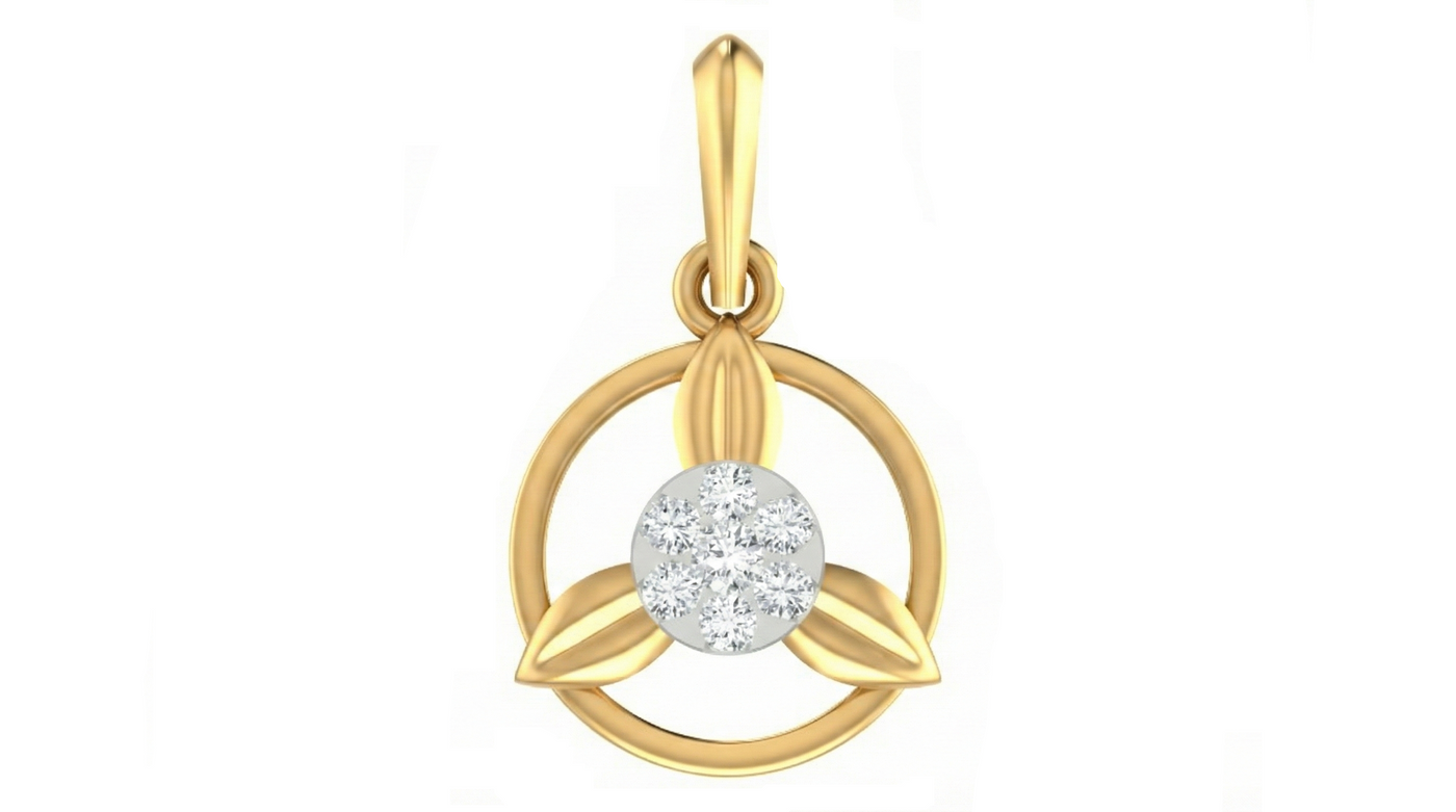 Gold & Diamond Floral Pendant Set KRC40598