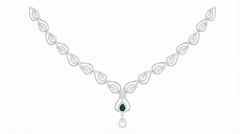 14K Gold & Diamond Gemstone Necklace Set KRI44010NG