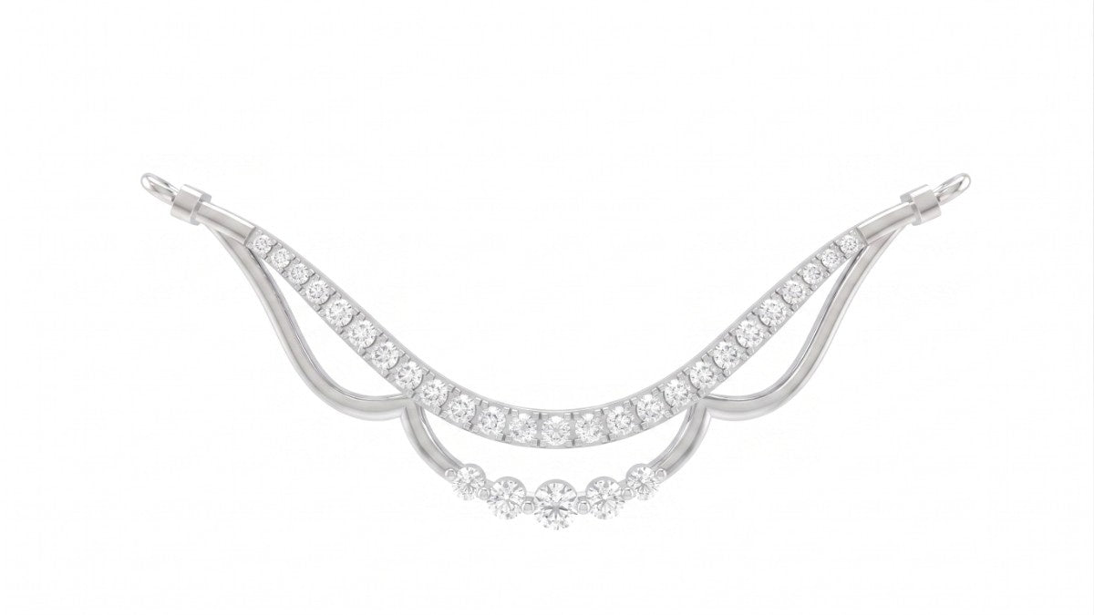 White gold & diamond curved mangalsutra on white background