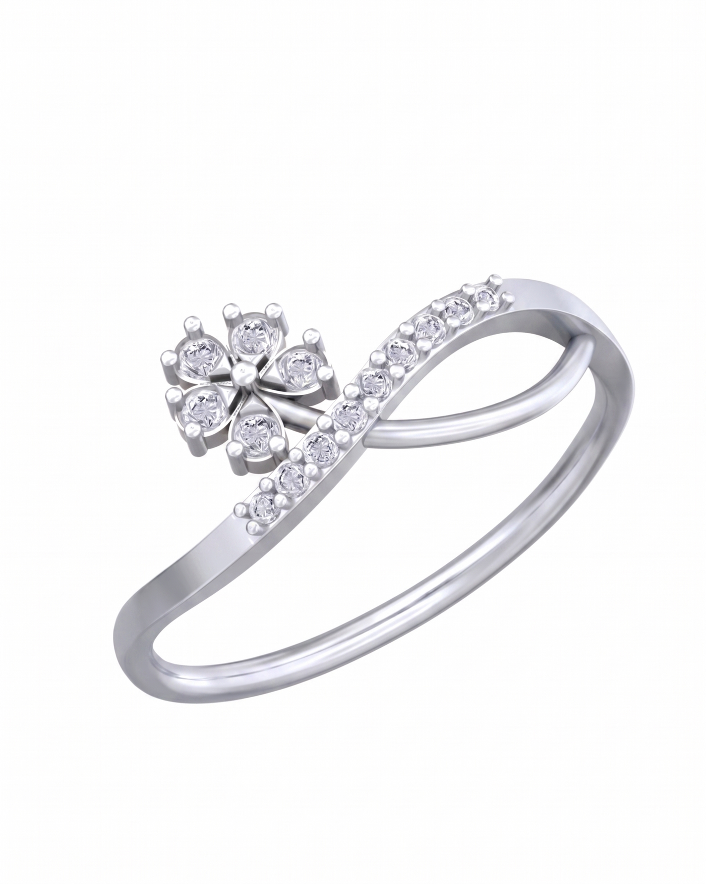 Gold & Diamond Floral Ring For Women KRC10673