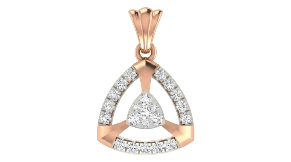 Rose gold and diamond partywear pendant on white background