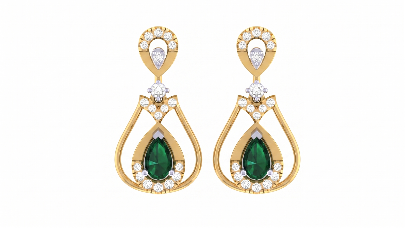 Yellow Gold Diamond Earring | under 40k 