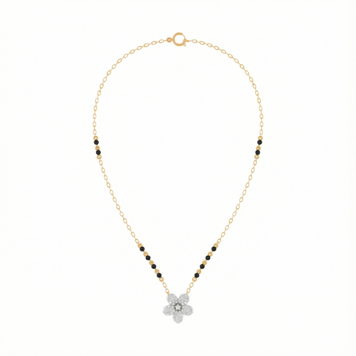 18K Gold & Diamond Beaded Mangalsutra For Women KRE90103