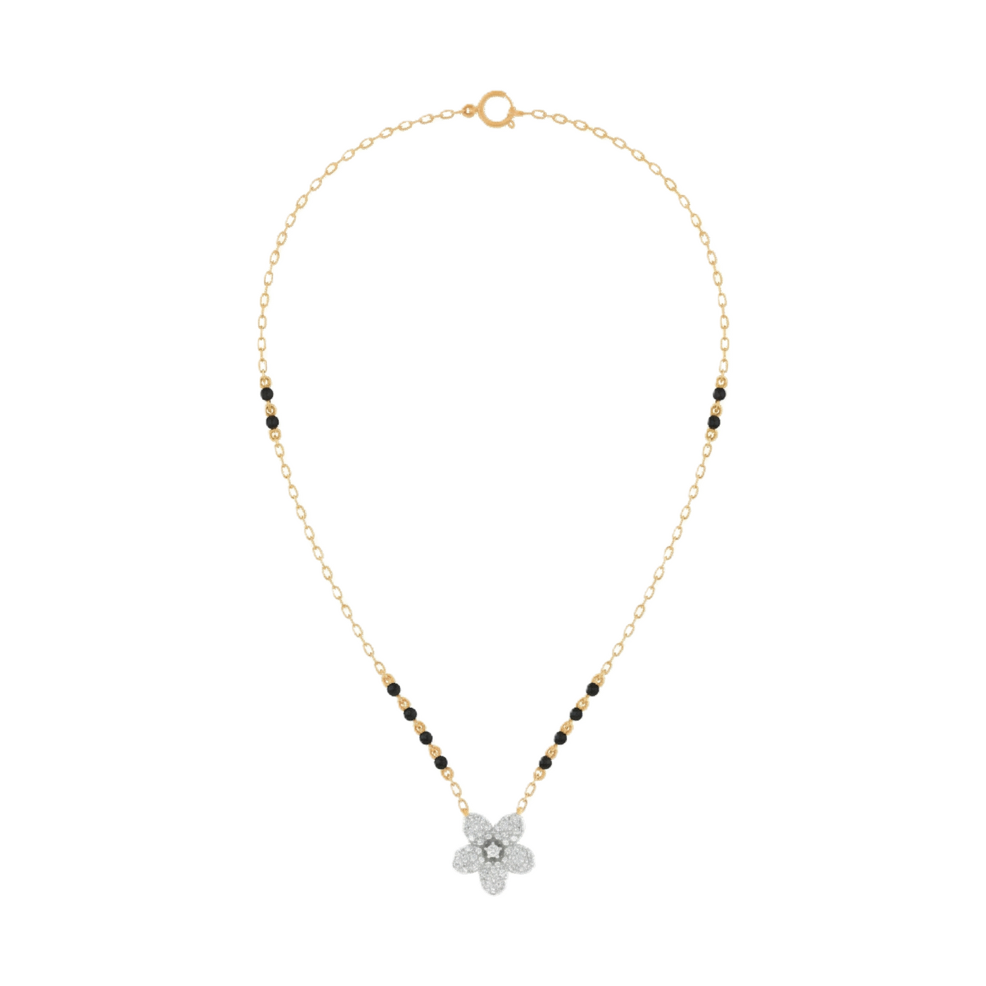 Gold & Diamond Modern Floral Mangalsutra For Women KRC50143