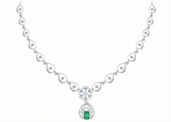 14K Gold & Diamond Gemstone Necklace Set KRB44081NG