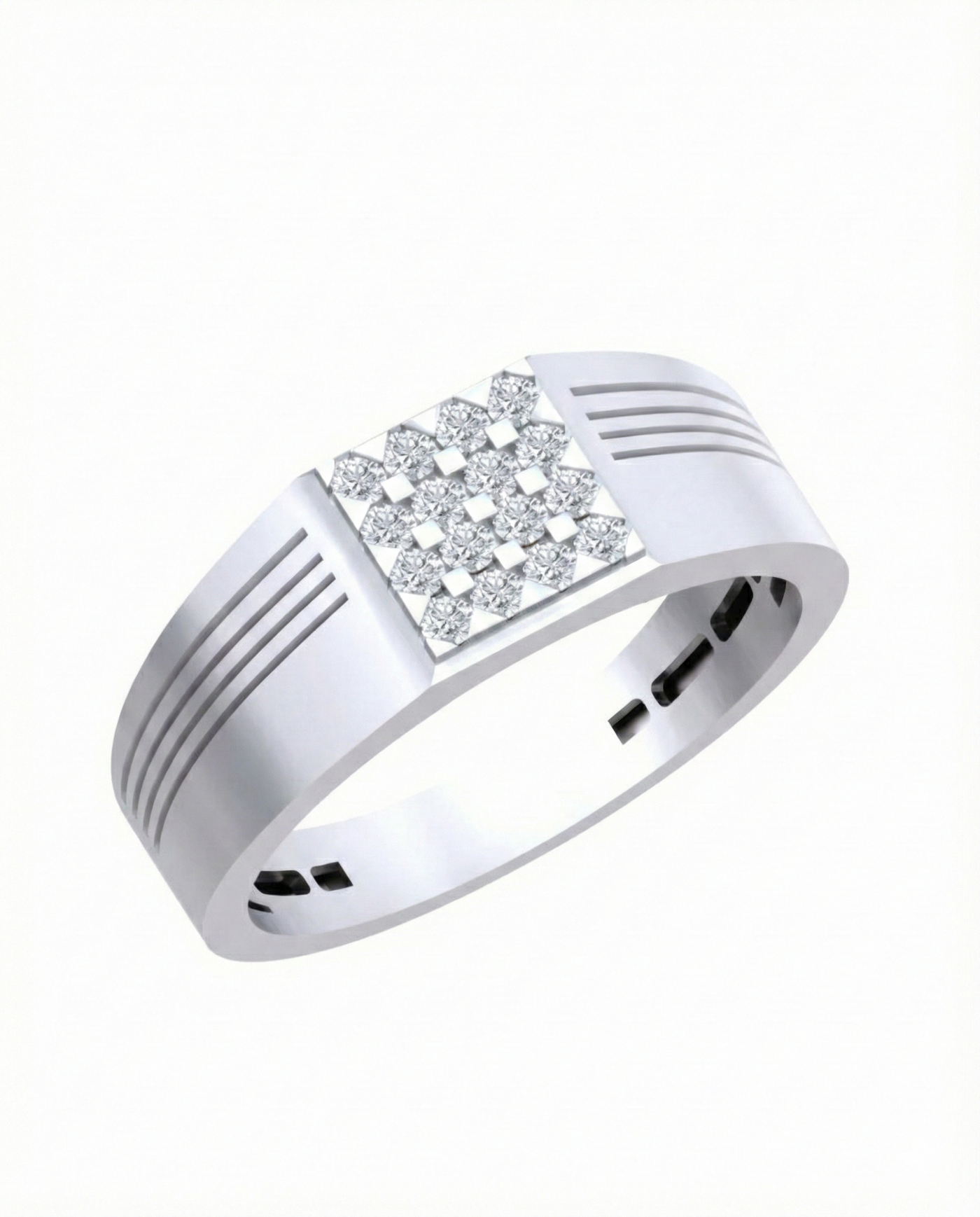 Gold & Diamond Square Band Ring For Men KRC20213