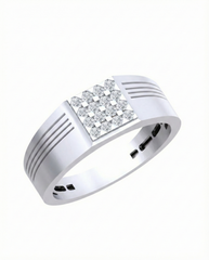 18K Gold & Diamond Square Band Ring For Men KRB60154