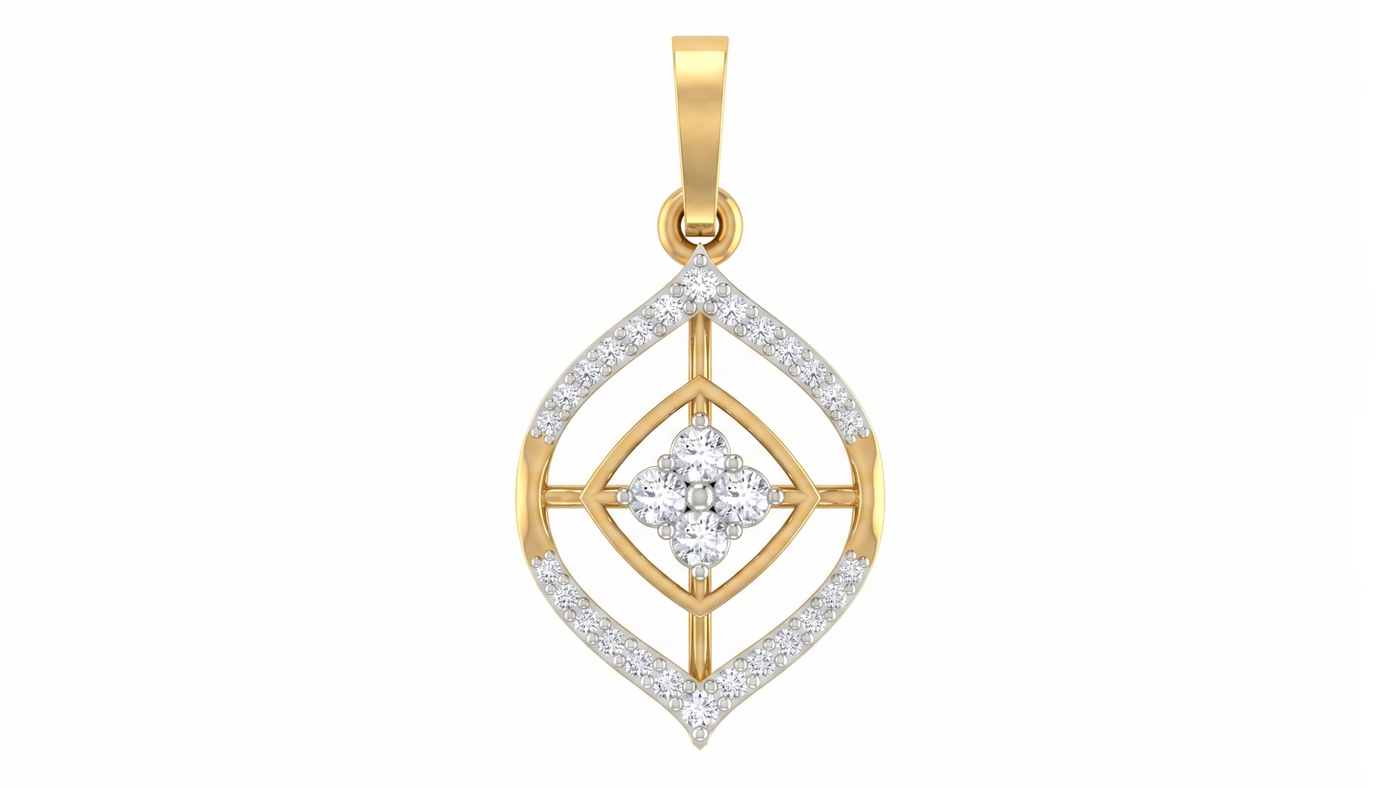 Gold & Diamond Floral Pendant Set KRC40708