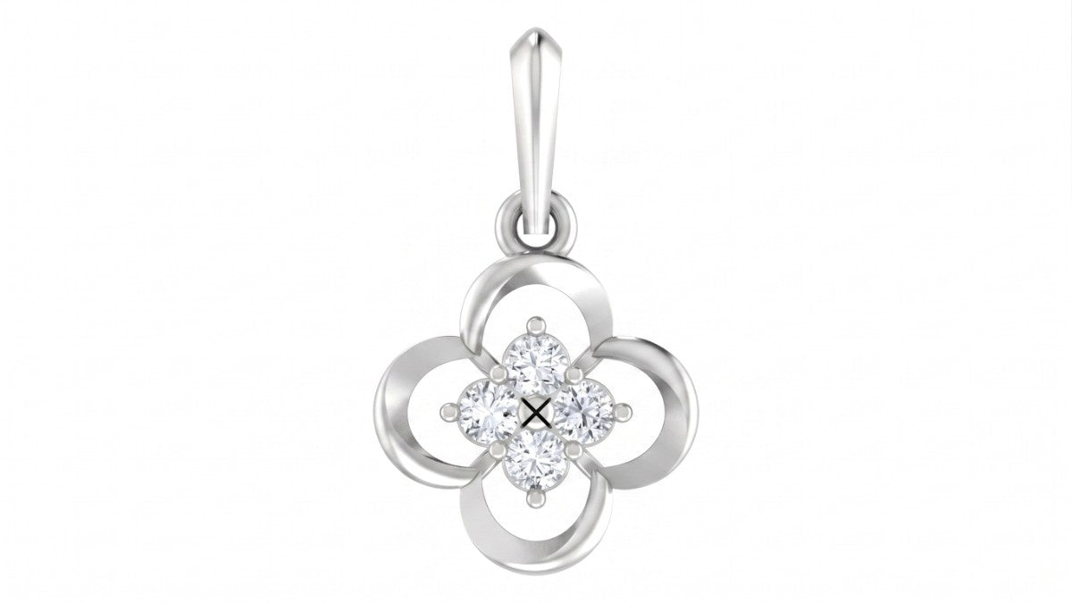 White gold pendant with floral design on a white background