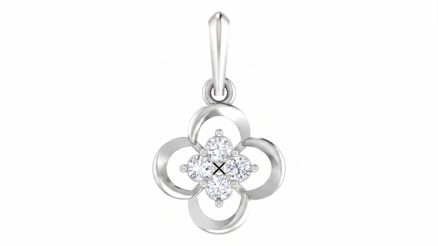 Gold & Diamond Floral Pendant Set KRC40601