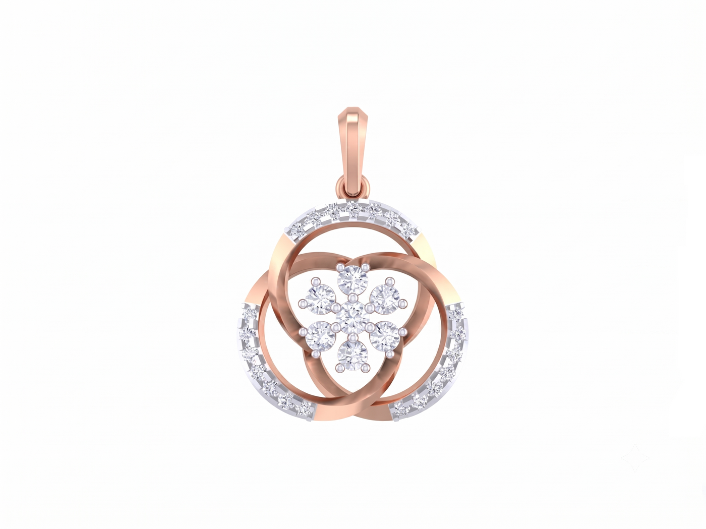 Gold & Diamond Floral Pendant Set KRC40746