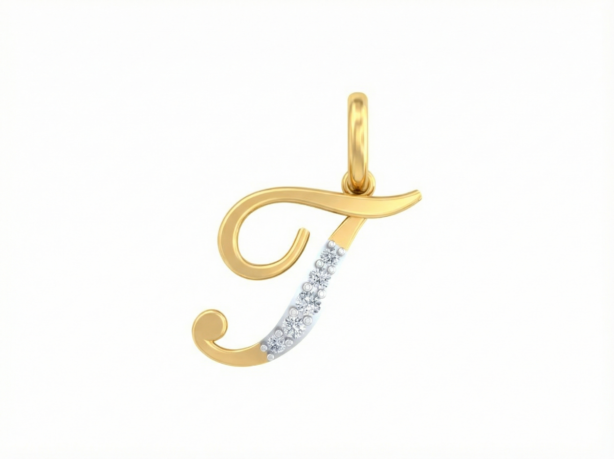 18K Gold & Diamond Initial Pendant KRK20091