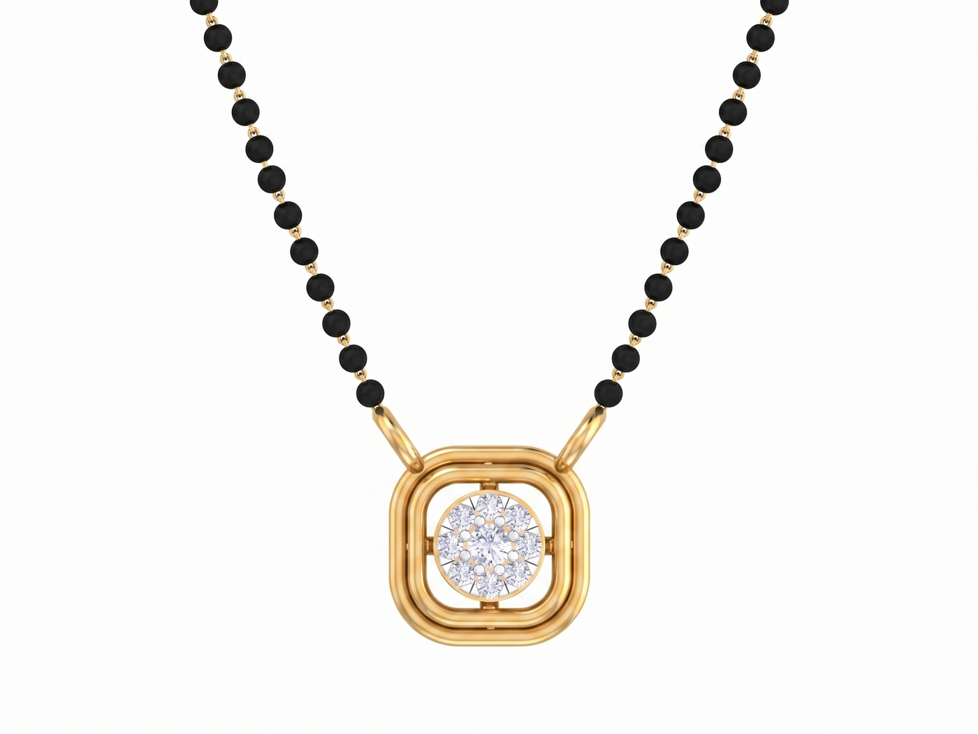 Gold & Diamond Beaded Mangalsutra For Women KRB50034