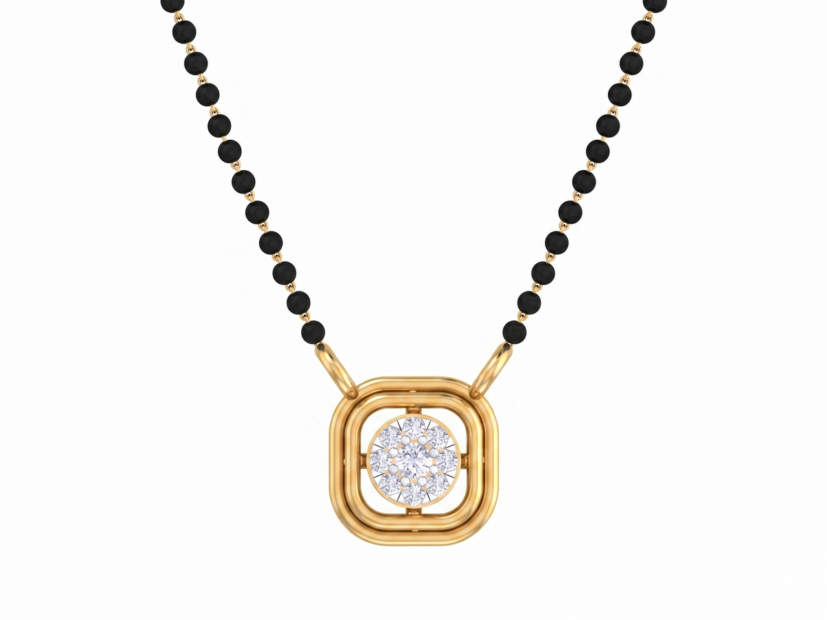Gold & Diamond Beaded Mangalsutra For Women KRB50034