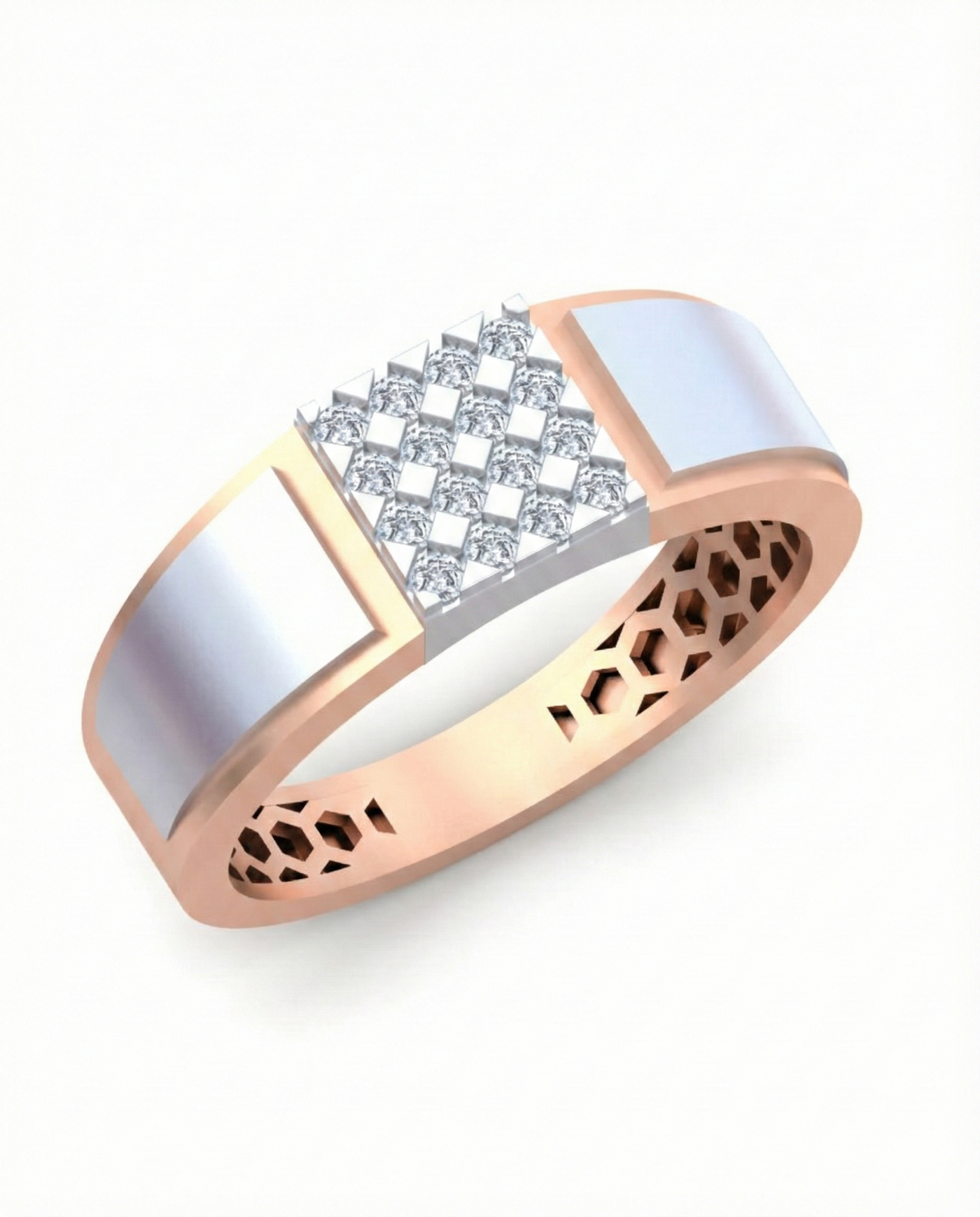 Gold & Diamond Square Ring For Men KRC20210