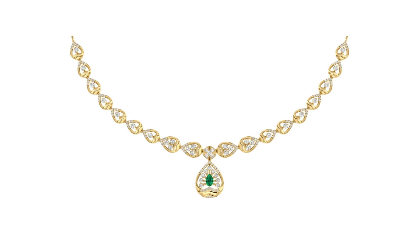 Gold & Diamond Gemstone Necklace Set KRC60070