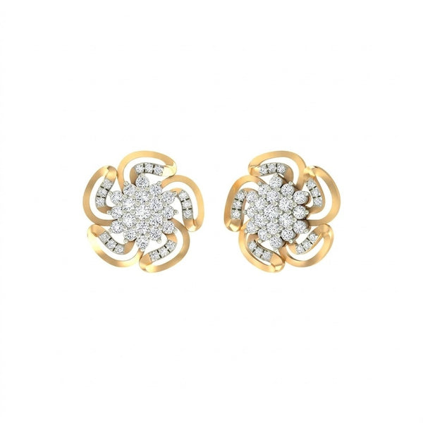 Gold & Diamond Floral Stud Earring For Women KRB30059