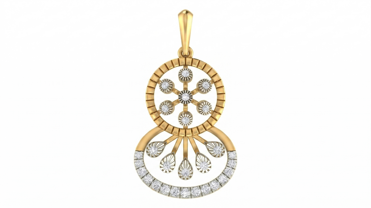 18K Gold & Diamond Floral Pendant Set KRA40020P