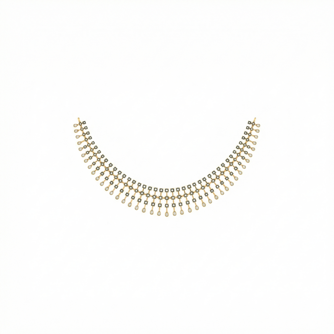 Gold & Diamond Choker Necklace Set KRC60155