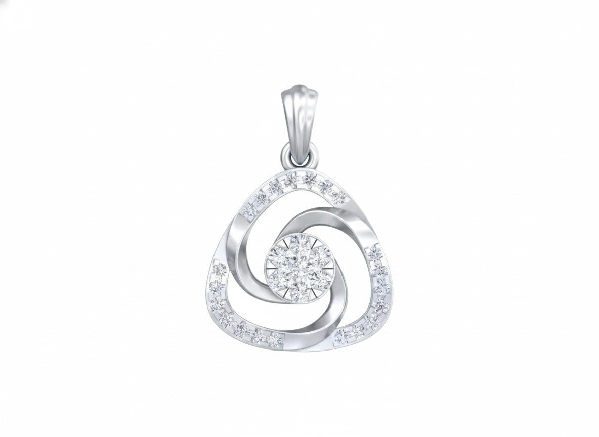 white gold and diamond pendant on white background