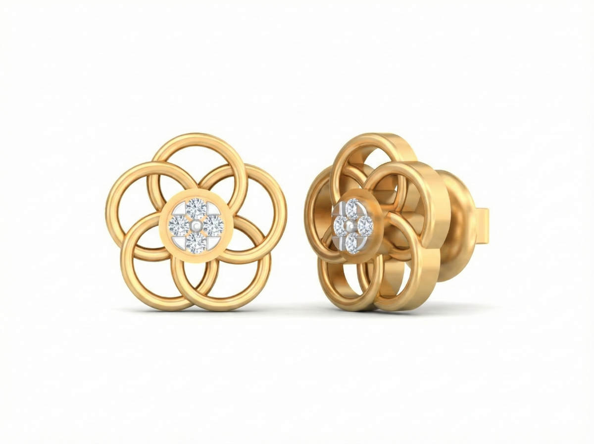 18K Gold & Diamond Women Stud Earring KSK070