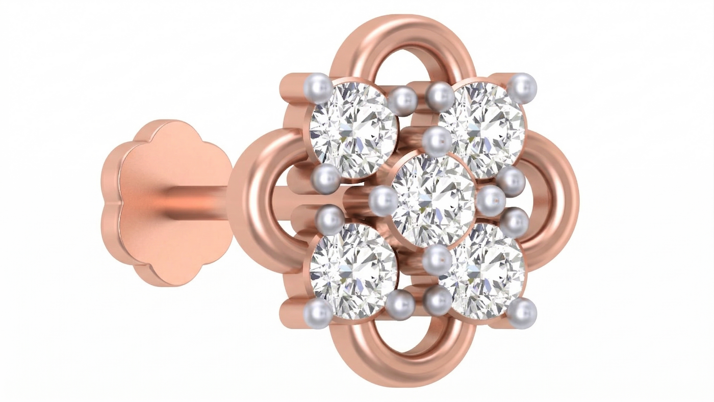Gold & Diamond Stud Nose Pin KRC80200