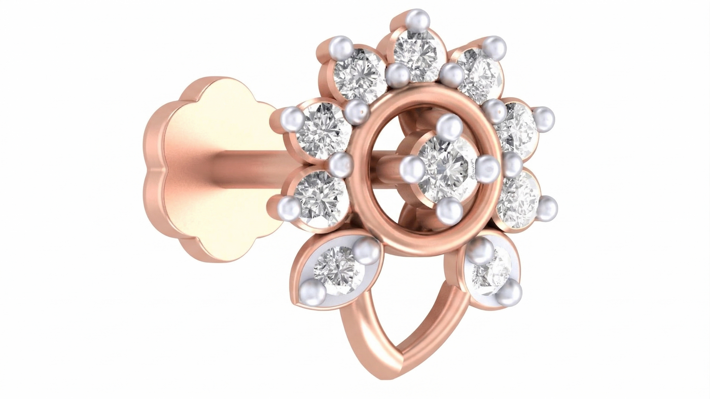 Gold & Diamond Stud Nose Pin KRC80109