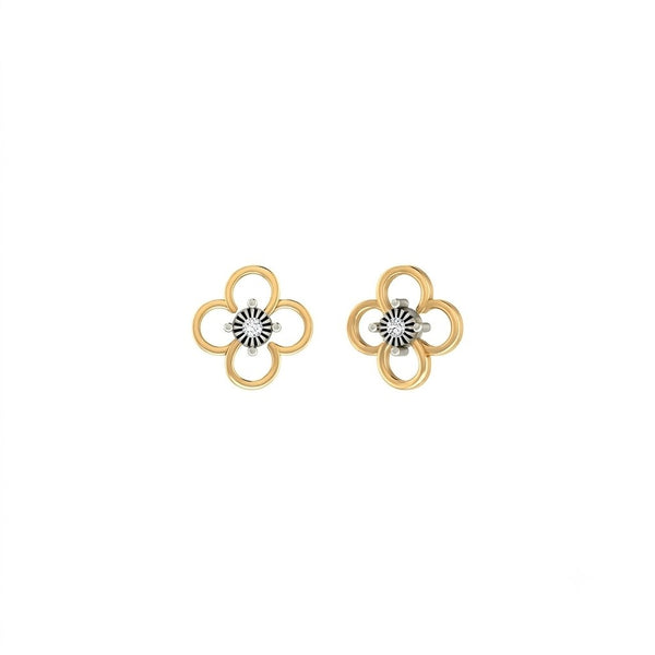 Gold & Diamond Floral Stud Women Earring KRB30085