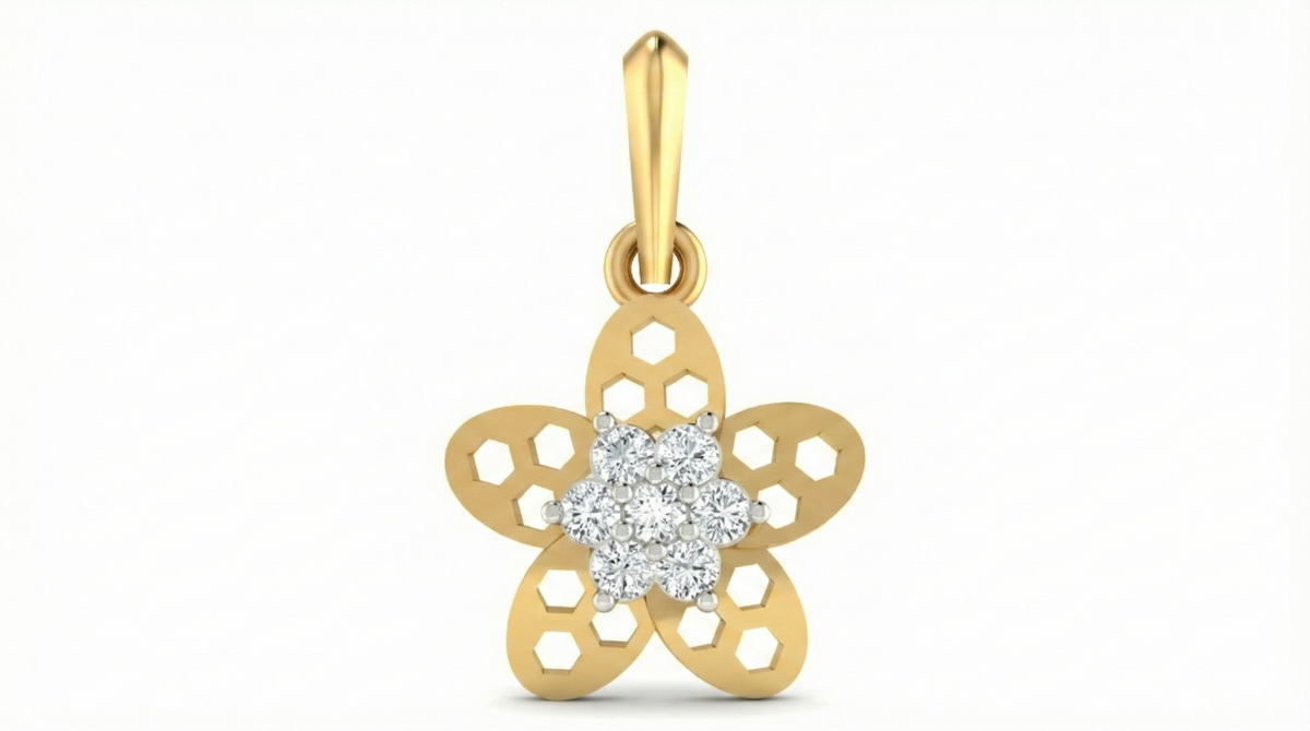 18K Gold & Diamond Floral Pendant Set KRA40147P