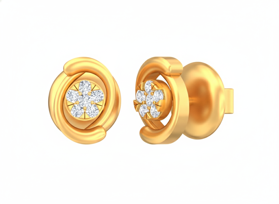 18K Gold & Diamond Women Stud Earring KSK053