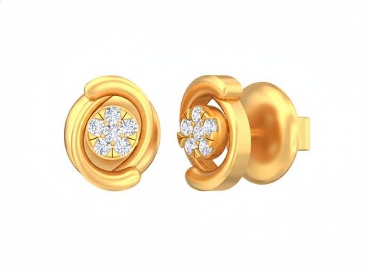 18K Gold & Diamond Women Stud Earring KSK053