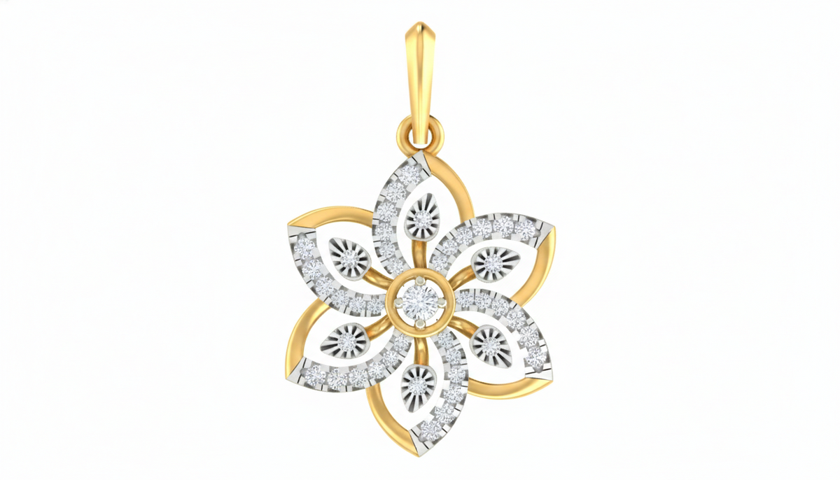 18K Gold & Diamond Floral Pendant Set KRA40153P
