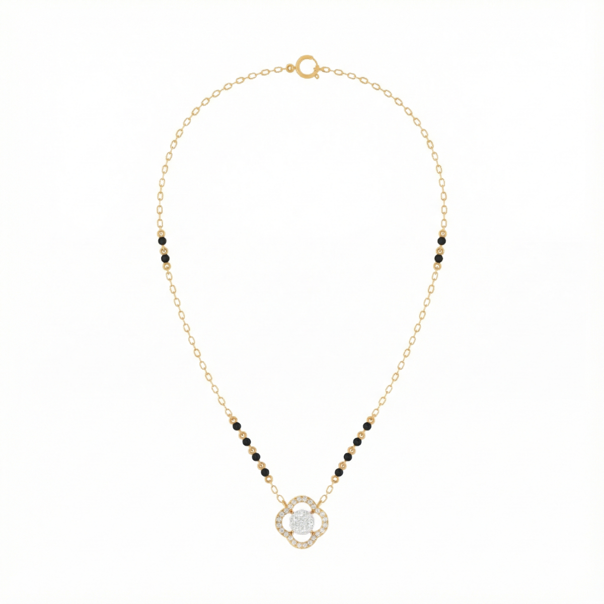 18K Gold & Diamond Beaded Mangalsutra For Women KRE90102