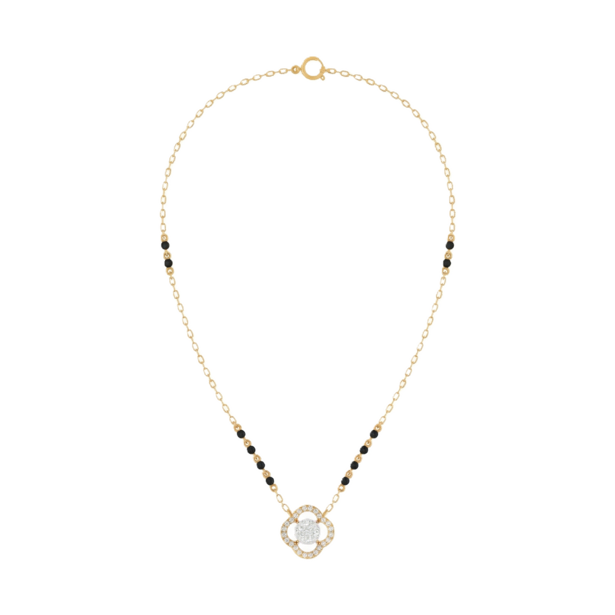 Gold & Diamond Floral Beaded Mangalsutra For Women KRC50125