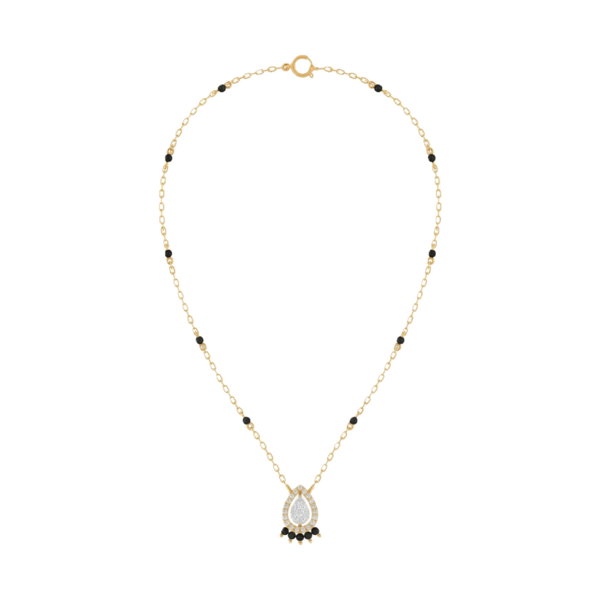 Gold & Diamond Beaded Mangalsutra For Women KRC50134